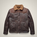 Men's Real Leather Distressed Aviator Brown Sheepskin B3 Bomber Flight Jacket Coat