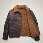 Men's Real Leather Distressed Aviator Brown Sheepskin B3 Bomber Flight Jacket Coat