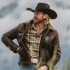 Men's Real Leather Distressed Aviator Brown Sheepskin B3 Bomber Flight Jacket Coat