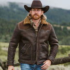 Men's Real Leather Distressed Aviator Brown Sheepskin B3 Bomber Flight Jacket Coat