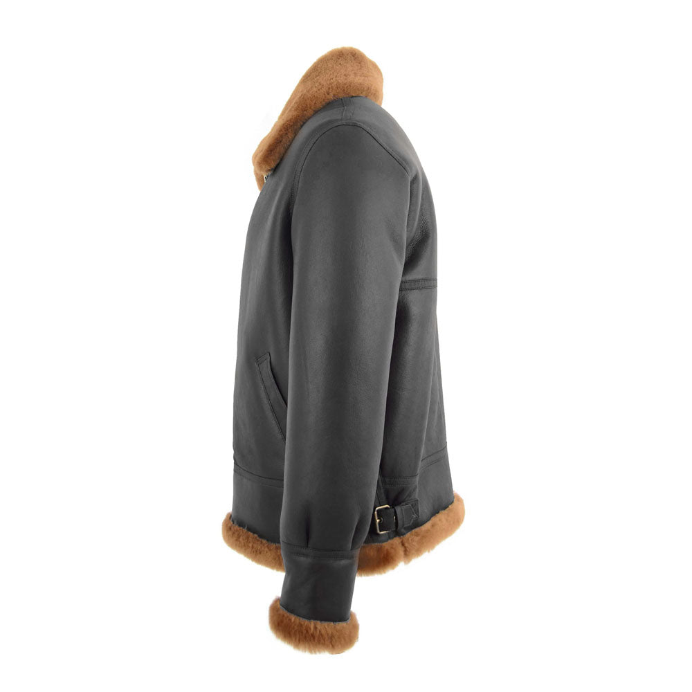 Men's Bomber Aviator B3 Classic RAF Sheepskin brown Leather Jacket