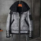 Gray RAF Aviator Sheepskin Real Leather Shearling Flight B3 Bomber Jacket For Men