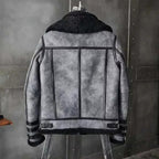 Gray RAF Aviator Sheepskin Real Leather Shearling Flight B3 Bomber Jacket For Men