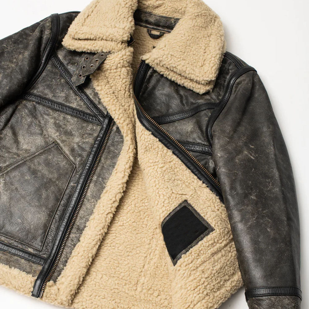 Sheepskin Brown Aviator Shearling Flying Fur Leather Jacket For Men