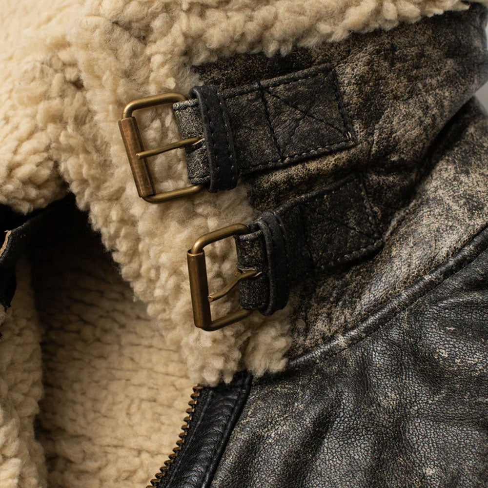 Sheepskin Brown Aviator Shearling Flying Fur Leather Jacket For Men