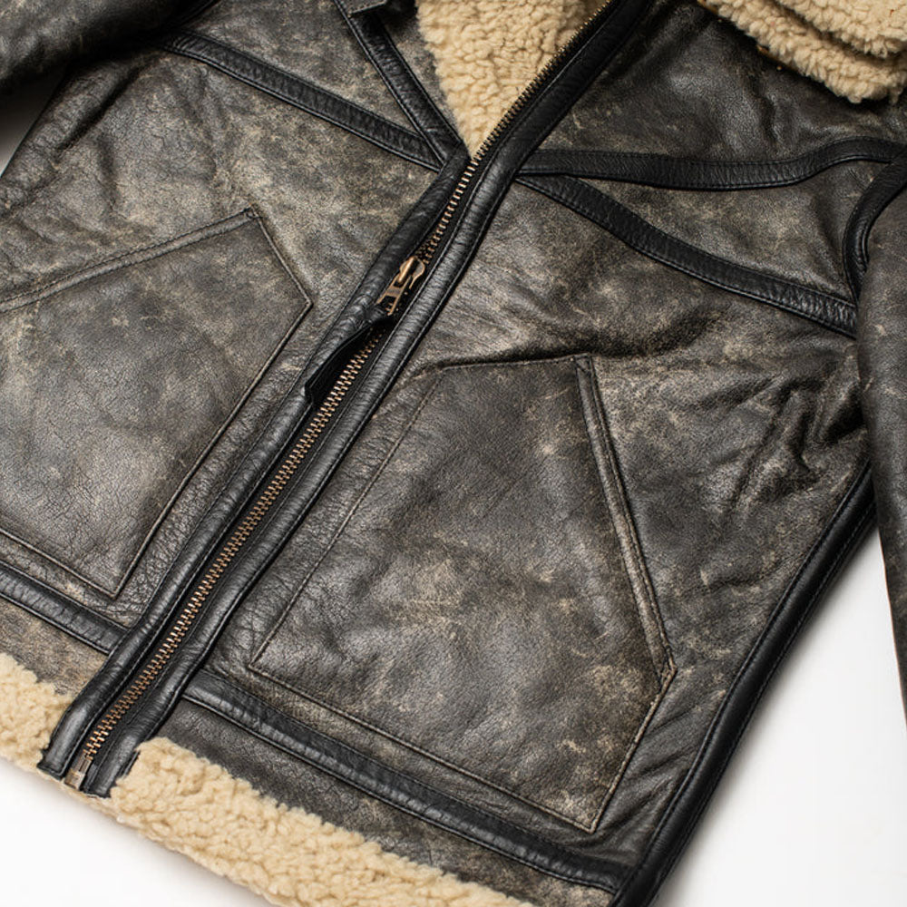 Sheepskin Brown Aviator Shearling Flying Fur Leather Jacket For Men