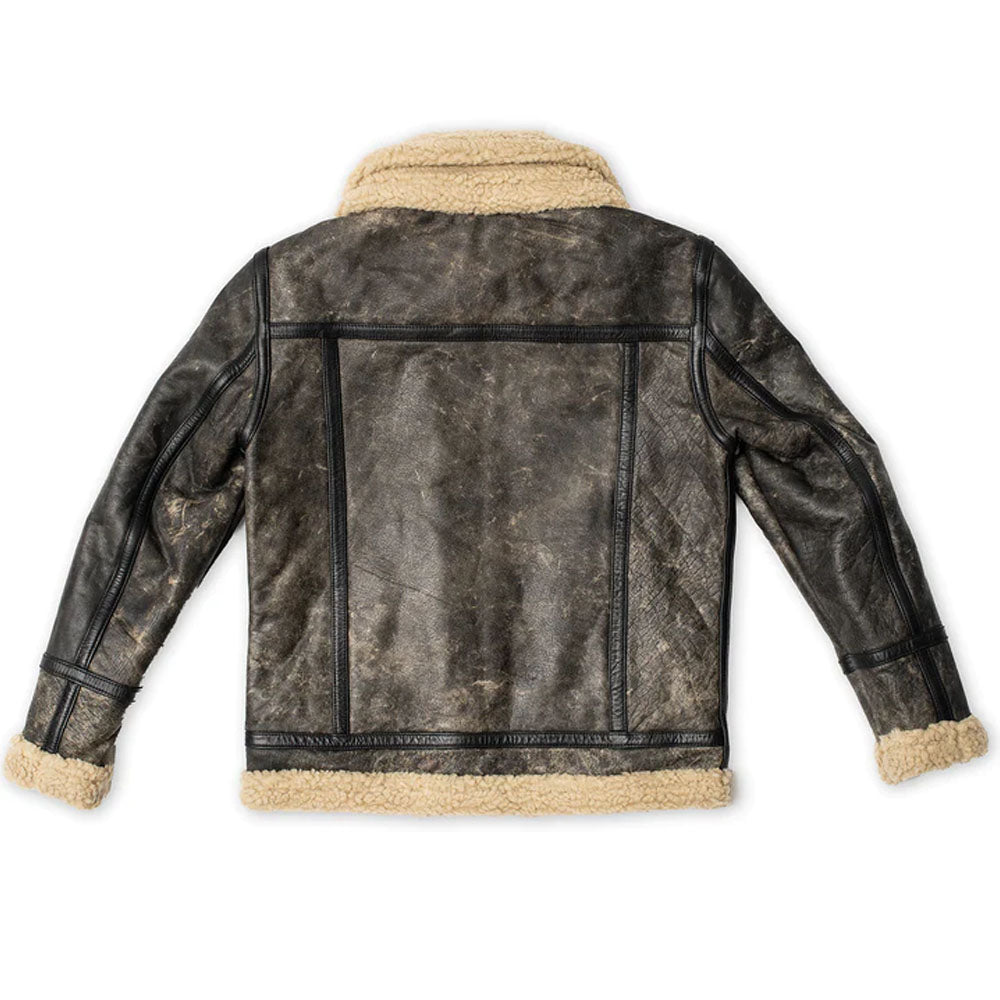 Sheepskin Brown Aviator Shearling Flying Fur Leather Jacket For Men