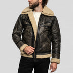 Sheepskin Brown Aviator Shearling Flying Fur Leather Jacket For Men