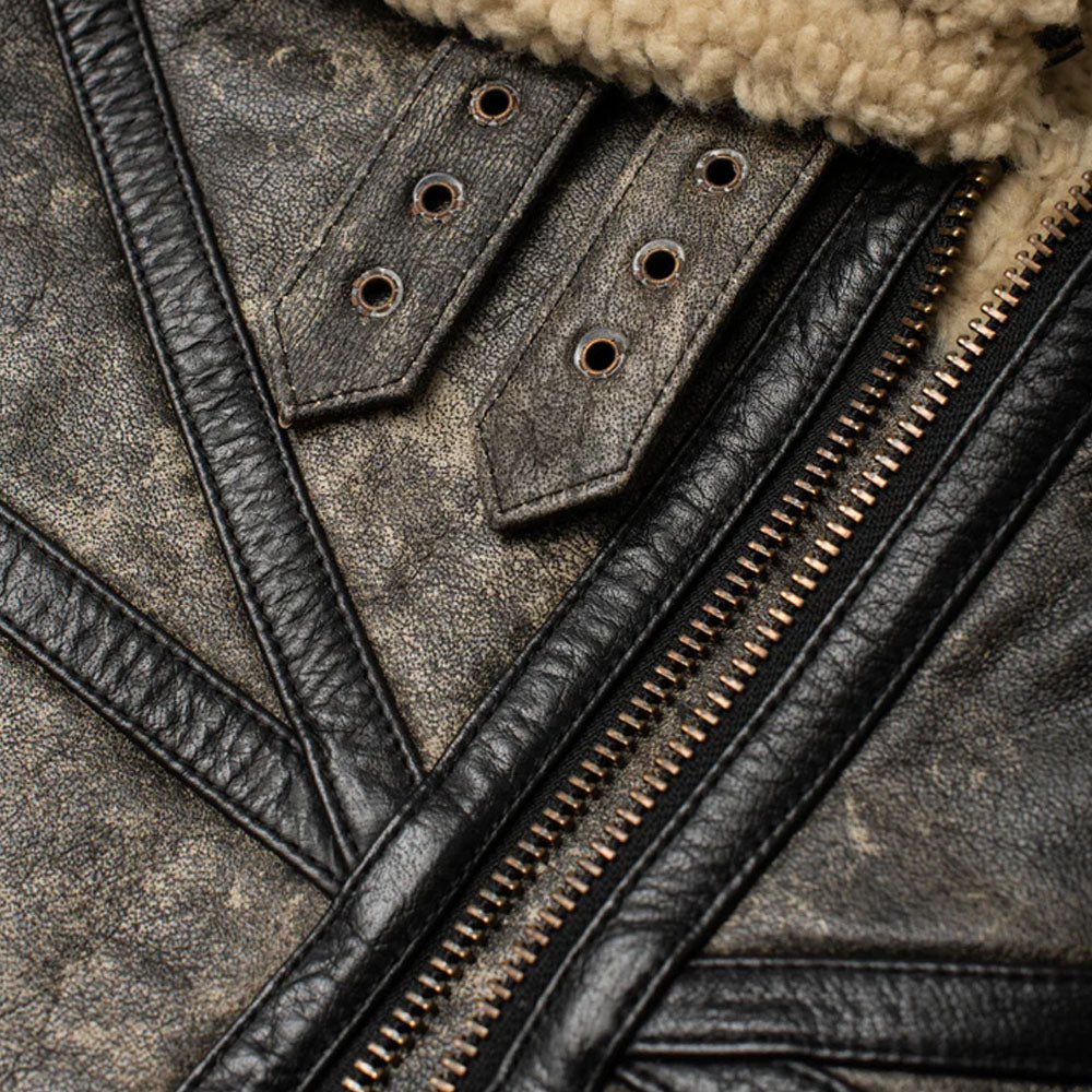 Sheepskin Brown Aviator Shearling Flying Fur Leather Jacket For Men