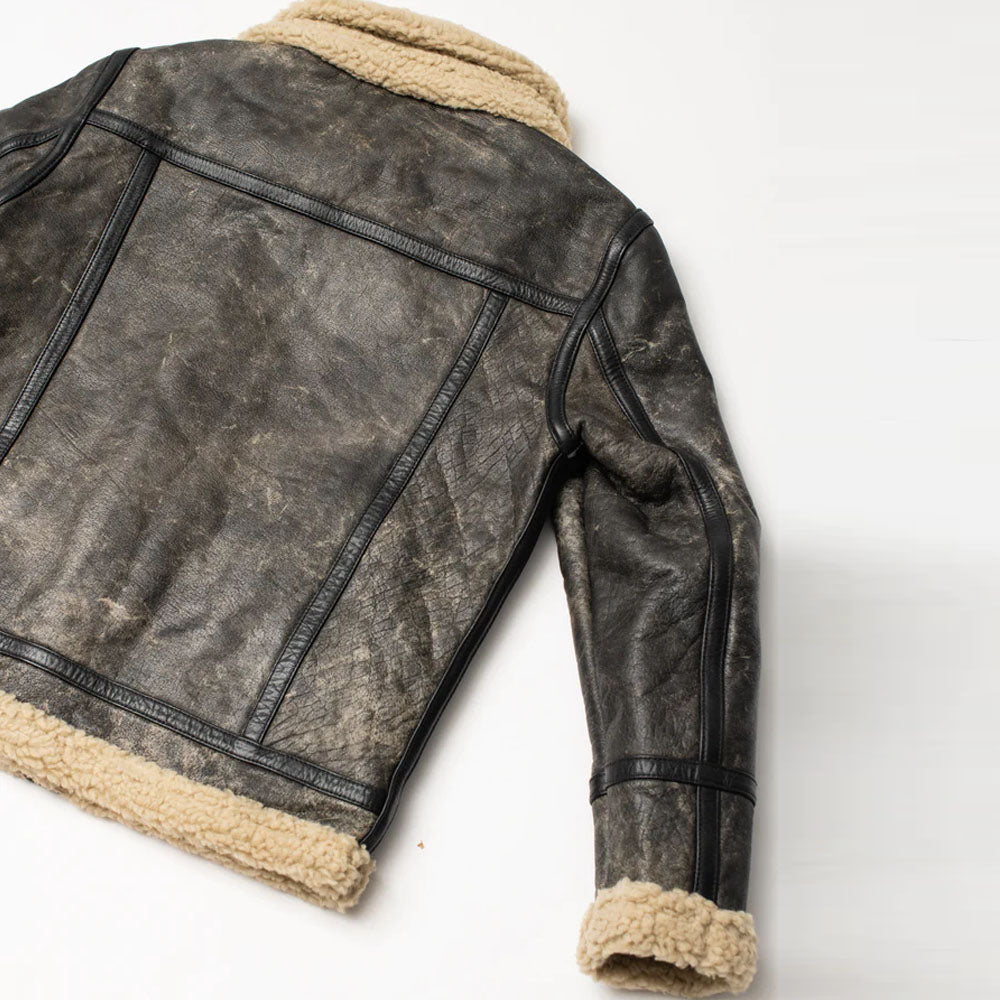 Sheepskin Brown Aviator Shearling Flying Fur Leather Jacket For Men
