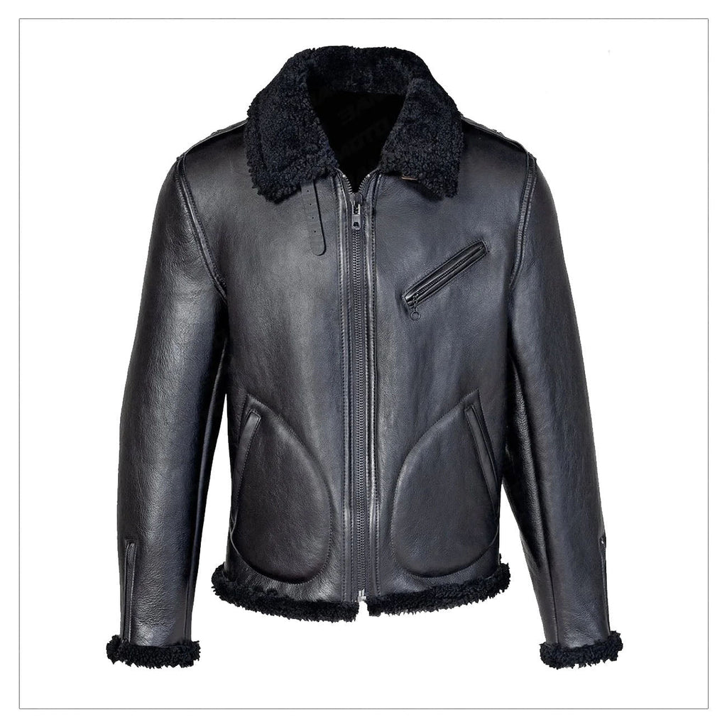 Sheepskin B3 Aviator Flying Airforce Black Shearling Jacket
