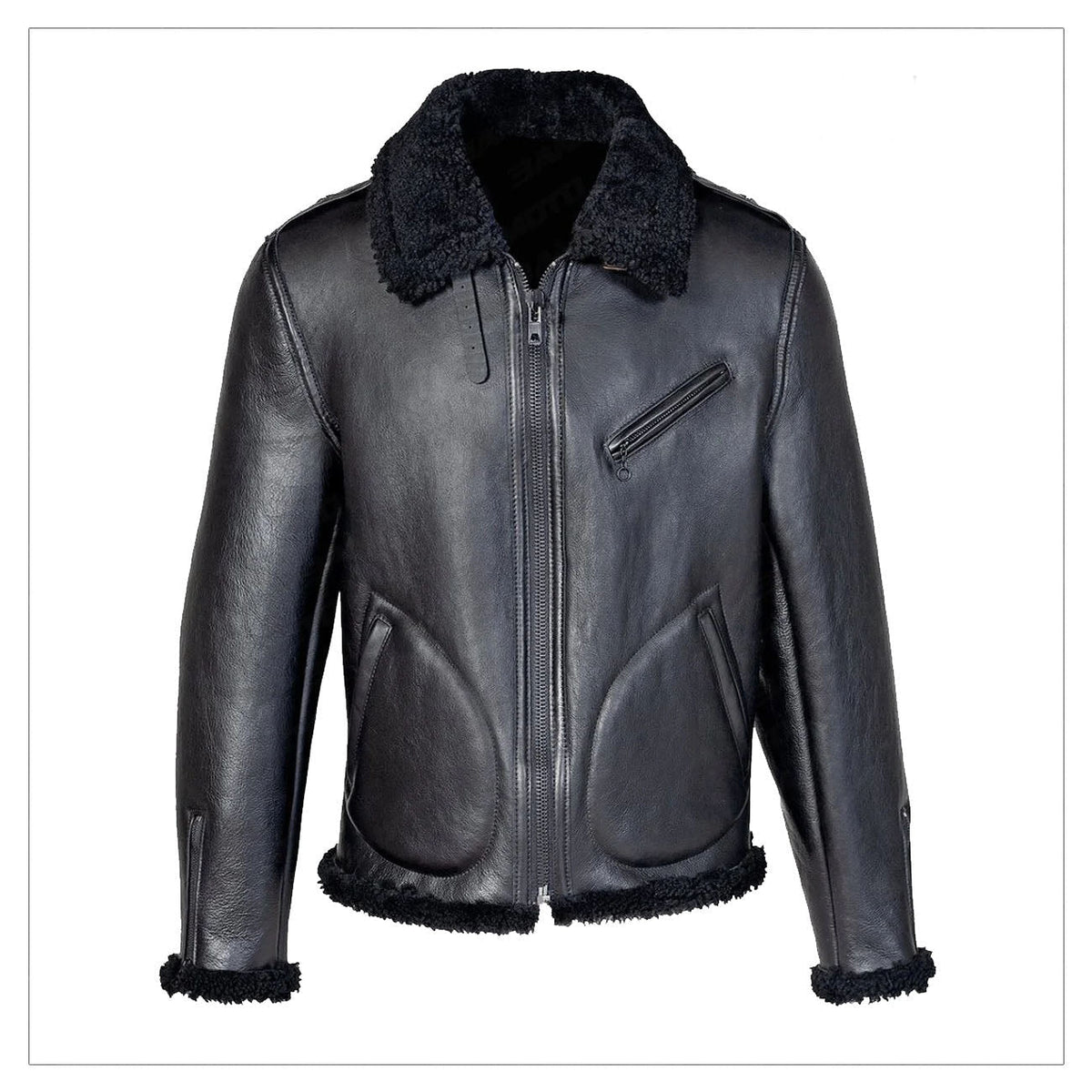Sheepskin B3 Aviator Flying Airforce Black Shearling Jacket