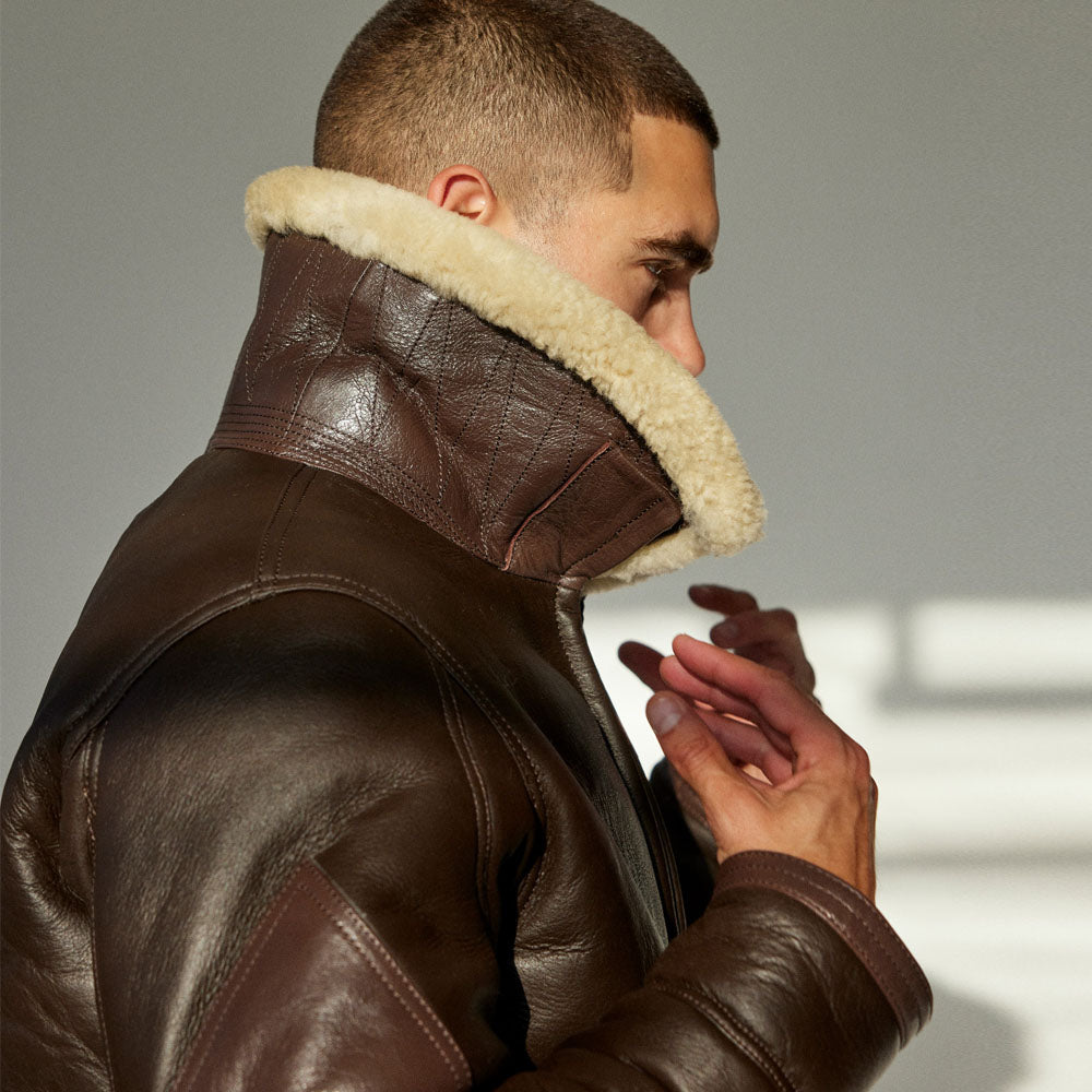 Men's Brown B-3 Shearling Bomber Jacket