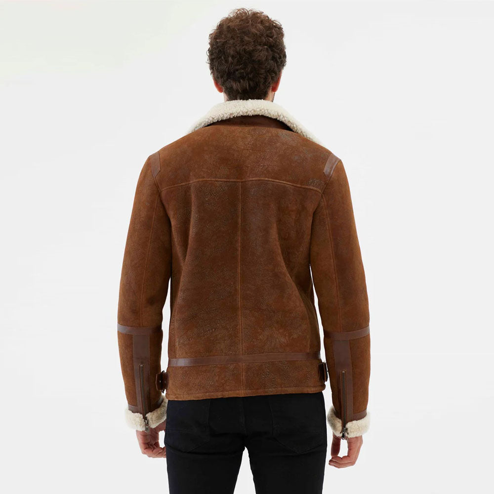 Men's Brown Aviator B3 Shearling Sheepskin Leather Jacket