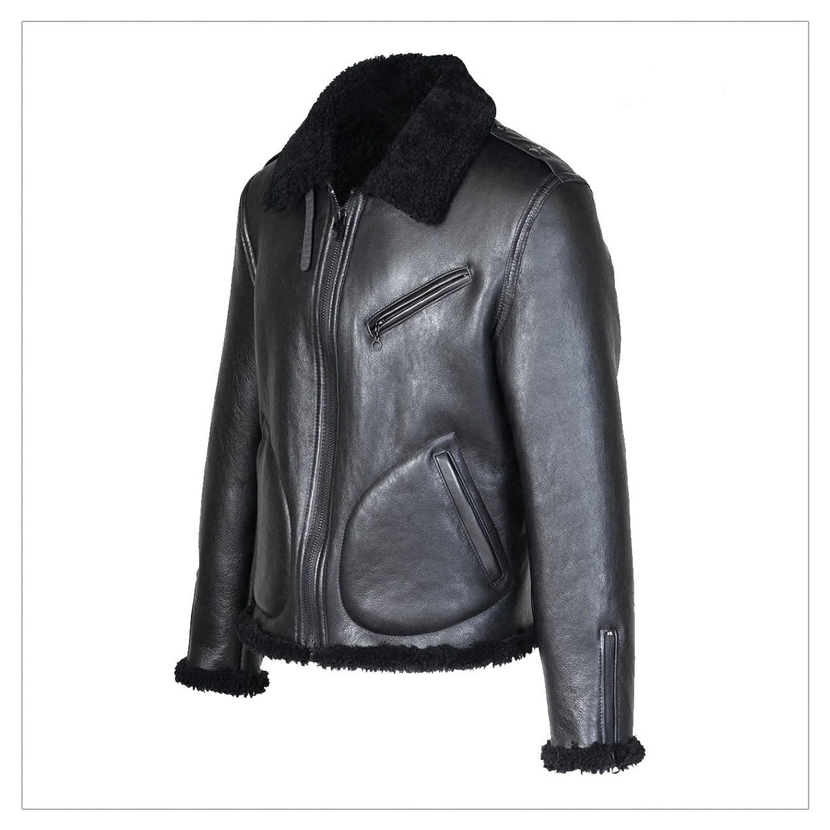 Sheepskin B3 Aviator Flying Airforce Black Shearling Jacket