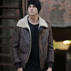 Men's Brown RAF Aviator Shearling Flight B3 Sheepskin Leather Jacket