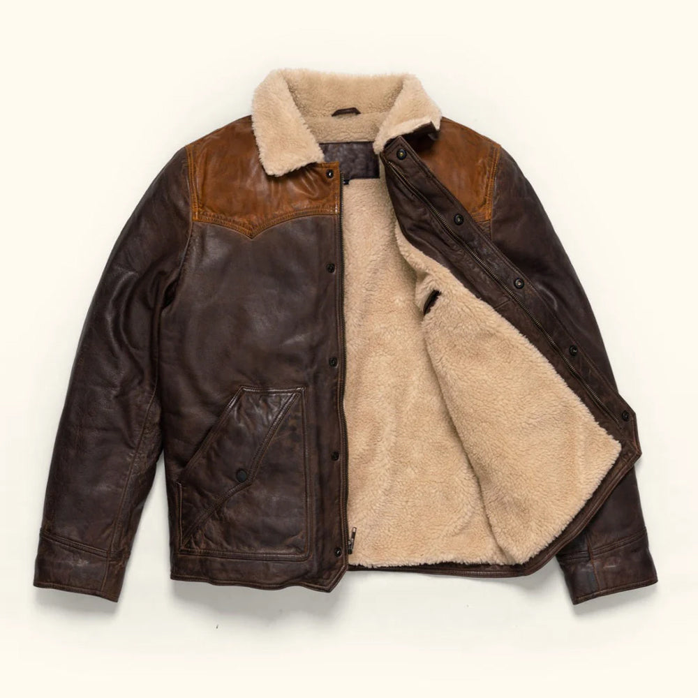 Brown Sheepskin Pilot Shearling B3 Bomber Leather Jacket