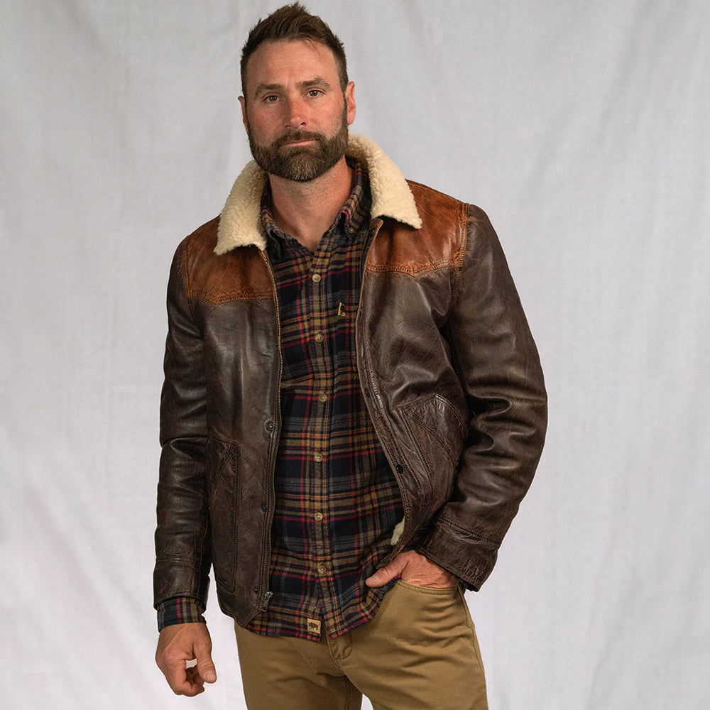 Brown Sheepskin Pilot Shearling B3 Bomber Leather Jacket