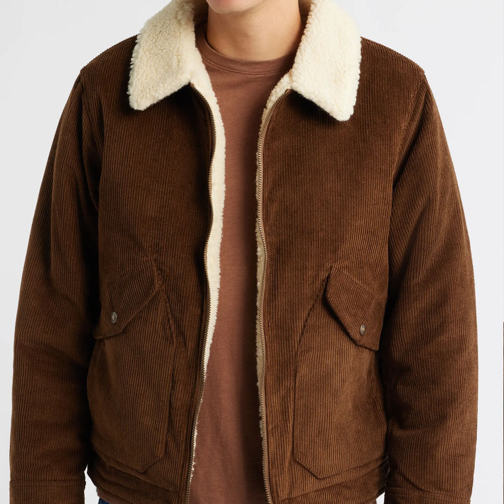 Sherpa Lined Corduroy Jacket In Brown