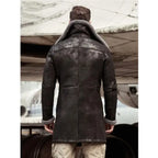 Men's Black B7 Bomber Shearling Leather Coat - Classic & Cozy