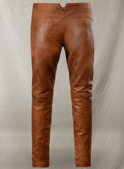 Men's Brown Distressed Leather Pants