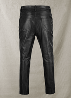 Men's Leather Biker Pant In Black