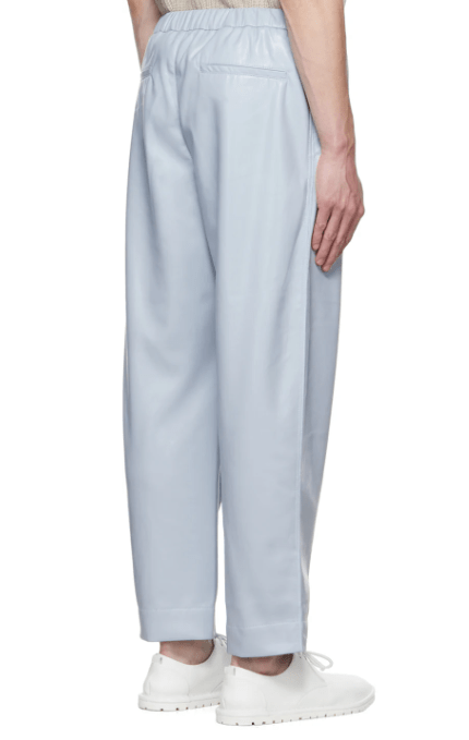 Men's Leather Pant In Stone Blue