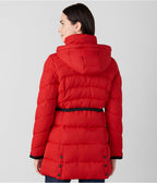 Women's Red Fur Hooded Puffer Coat