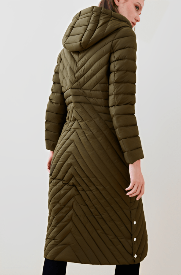 Women's Khaki Puffer Trench Coat