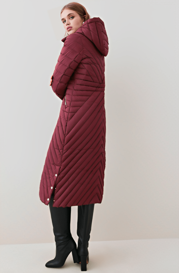 Women's Ox Red Puffer Trench Coat