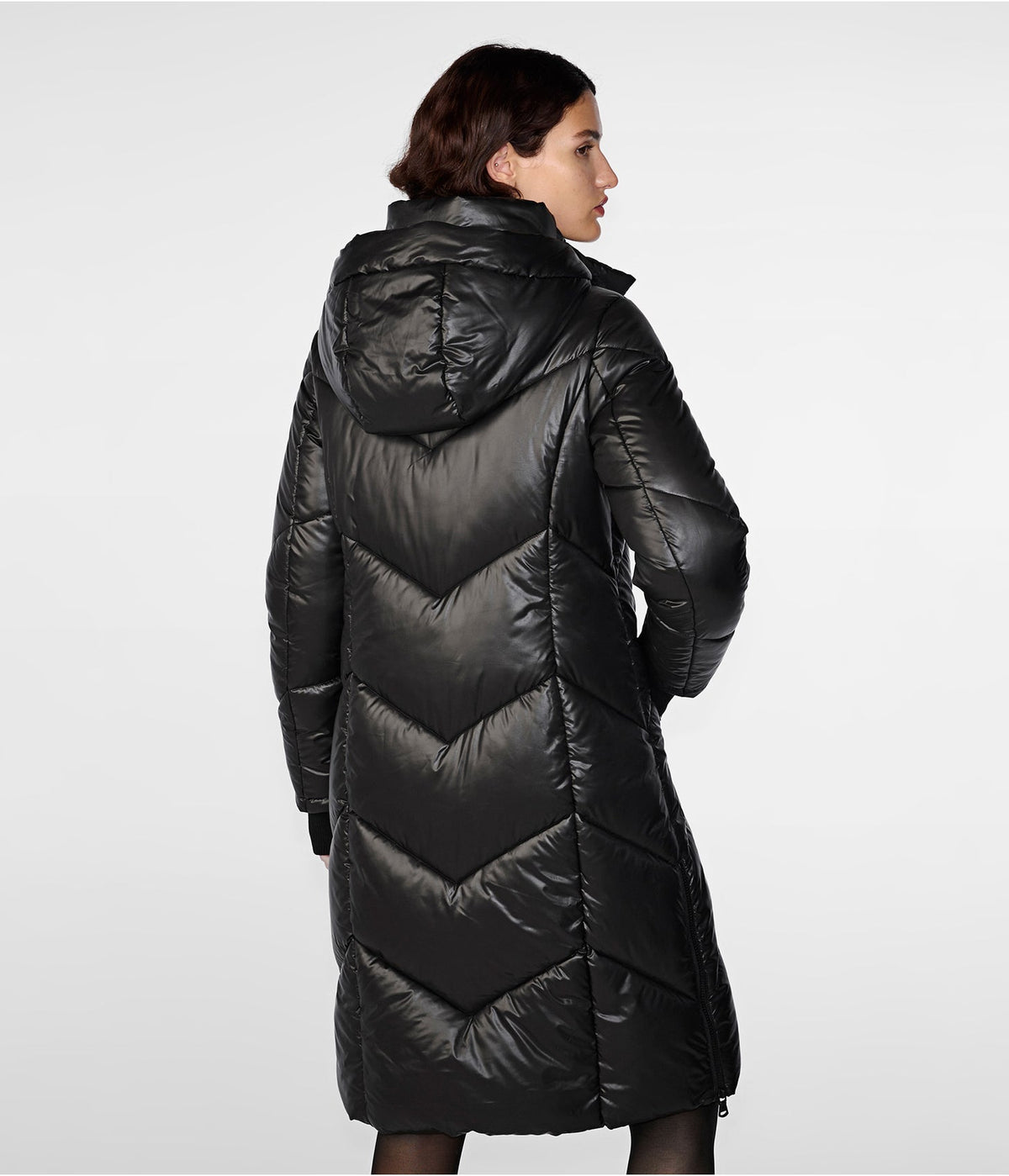 Women's Black Quilted Puffer Trench Coat