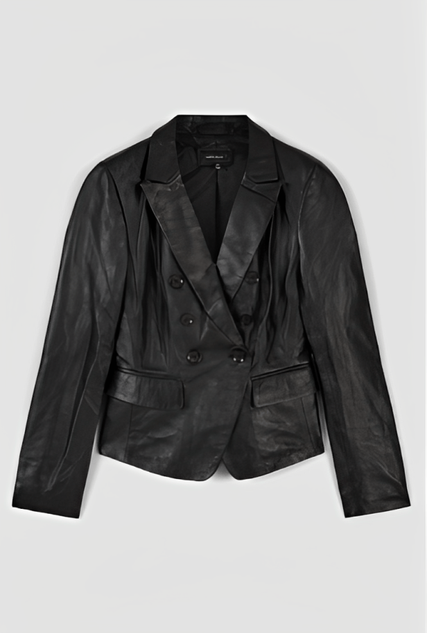 Women's Classic Black Leather Blazer