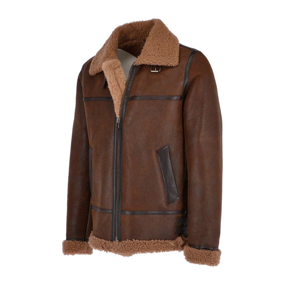 Men's B3 Aviator Sheepskin Shearling Bomber Leather Jacket