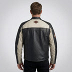 Men’s Harley-Style Genuine Leather Jacket – Star Embroidered Shoulder Moto