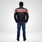 Men’s Harley-Style Distressed Black Leather Jacket – Vintage Heritage Edition