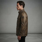Men's Vintage Brown Genuine Field Leather Jacket - Leather Outlet