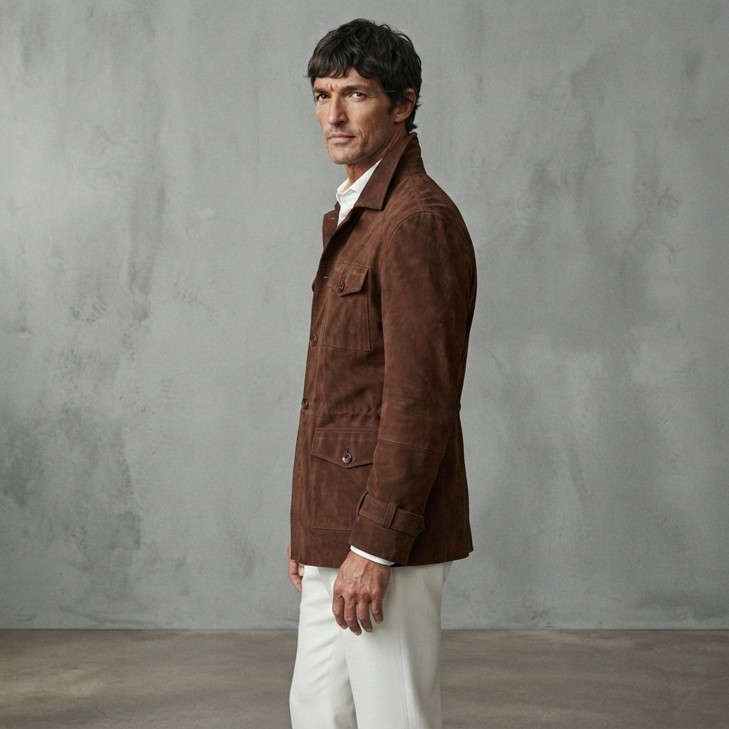 Men's Tan Brown Leather Field Jacket - Leather Outlet