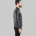 Men's Black Biker Leather Jacket - Leather Outlet