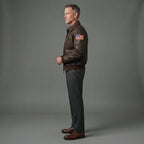 Men's Military Leather Bomber Jacket - Leather Outlet