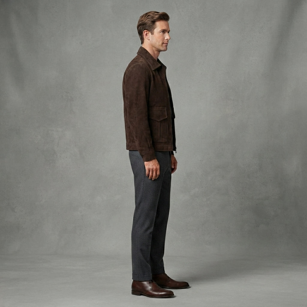 Men's Brown Suede Jacket - Leather Outlet
