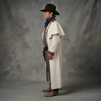 Men's White Leather Duster Coat - Leather Outlet
