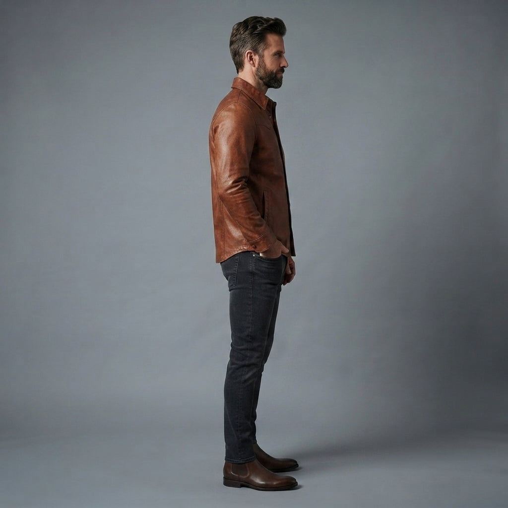 Men's Medium Brown Scully Leather Jacket - Leather Outlet