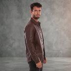 Men's Rustic Brown Scully Leather Jacket - Leather Outlet
