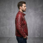 Men's Dark Red Leather Jacket - Leather Outlet