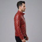 Men's Bright Red Leather Jacket - Leather Outlet