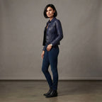 Women's Midnight Blue Cropped Leather Jacket