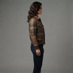 Women's Brown Distressed Leather Flight Jacket