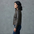 Women's Dark Brown Distressed Leather Jacket
