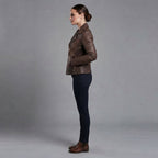 Women's Brown Distressed Leather Biker Jacket