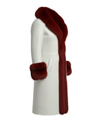 Christmas Inspired White Coat with Red Faux Fur Crocodile Texture